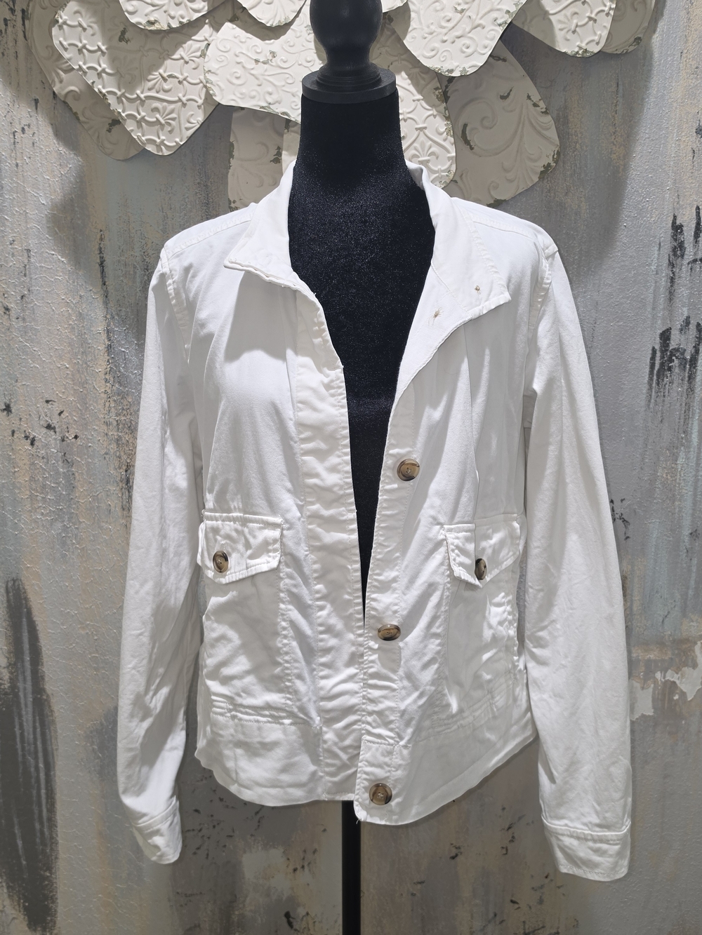 GAP White Button-Front Utility Jacket